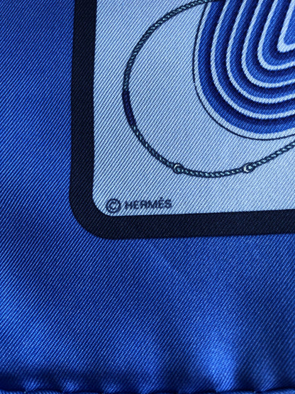 HERMES Silk Scarf Blue Vintage ftk4ph