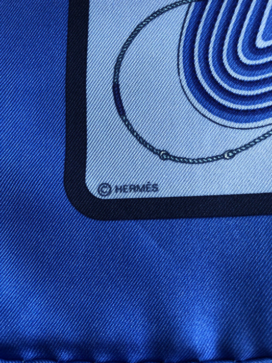 HERMES Silk Scarf Blue Vintage ftk4ph