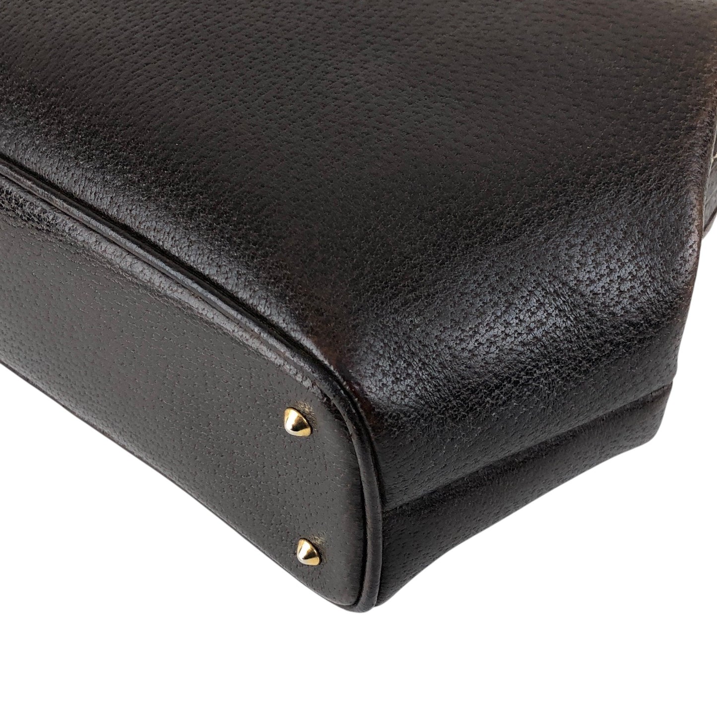 GUCCI Metal Clasp Handbag Brown Vintage fva3h4