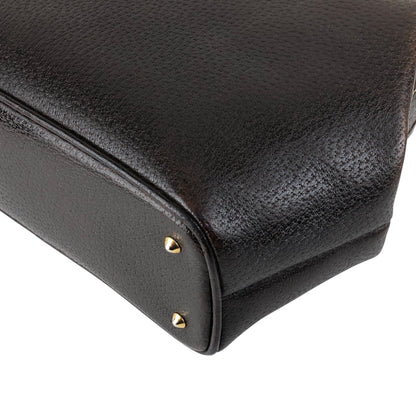 GUCCI Metal Clasp Handbag Brown Vintage fva3h4