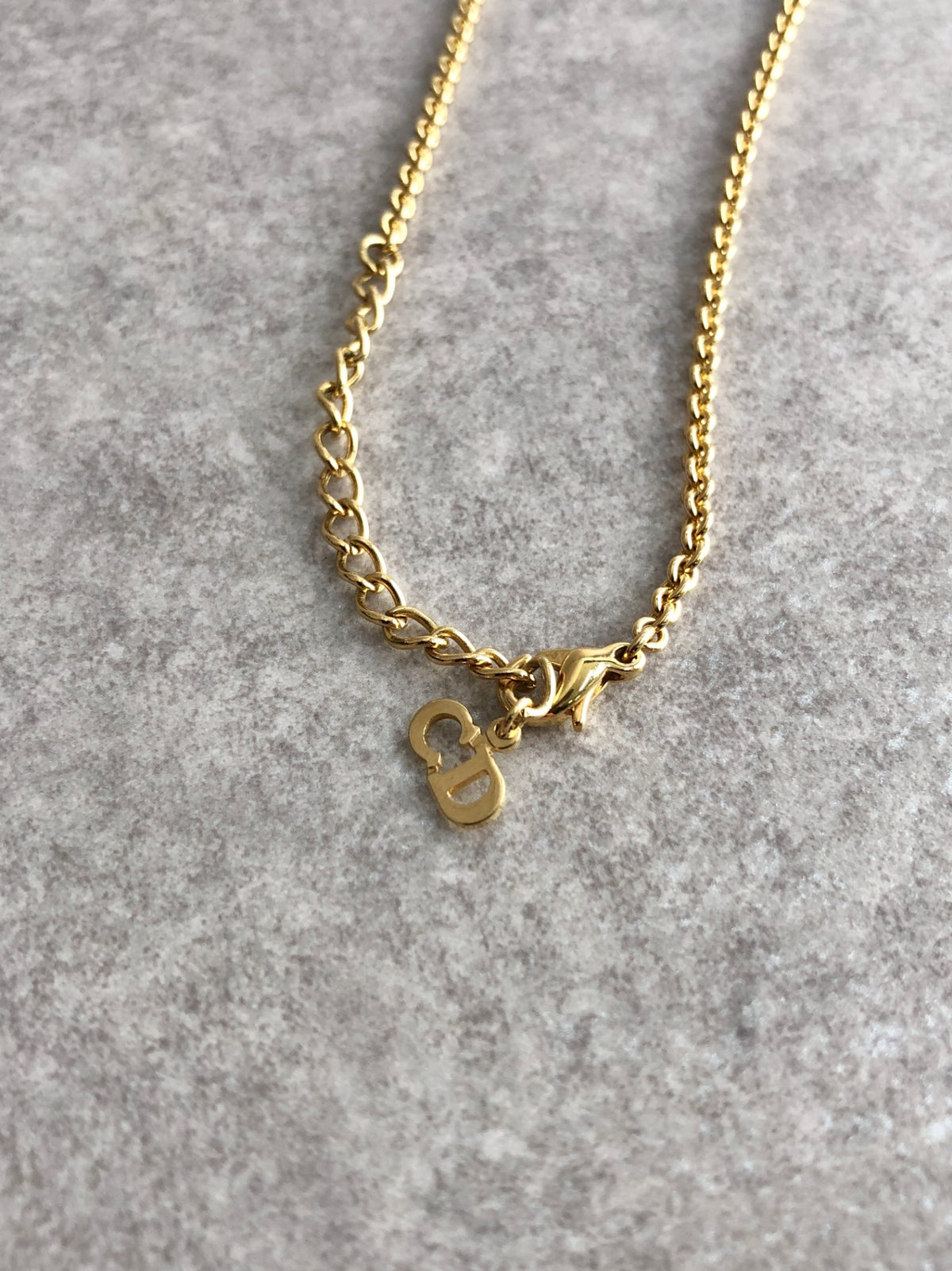 Christian Dior Logo Motifds Necklace Gold Vintage kajf7f