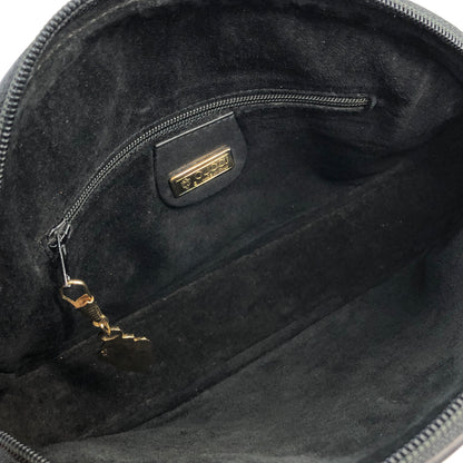 GUCCI GG Logo Leather Round Shoulder bag Black Vintage jgay4g