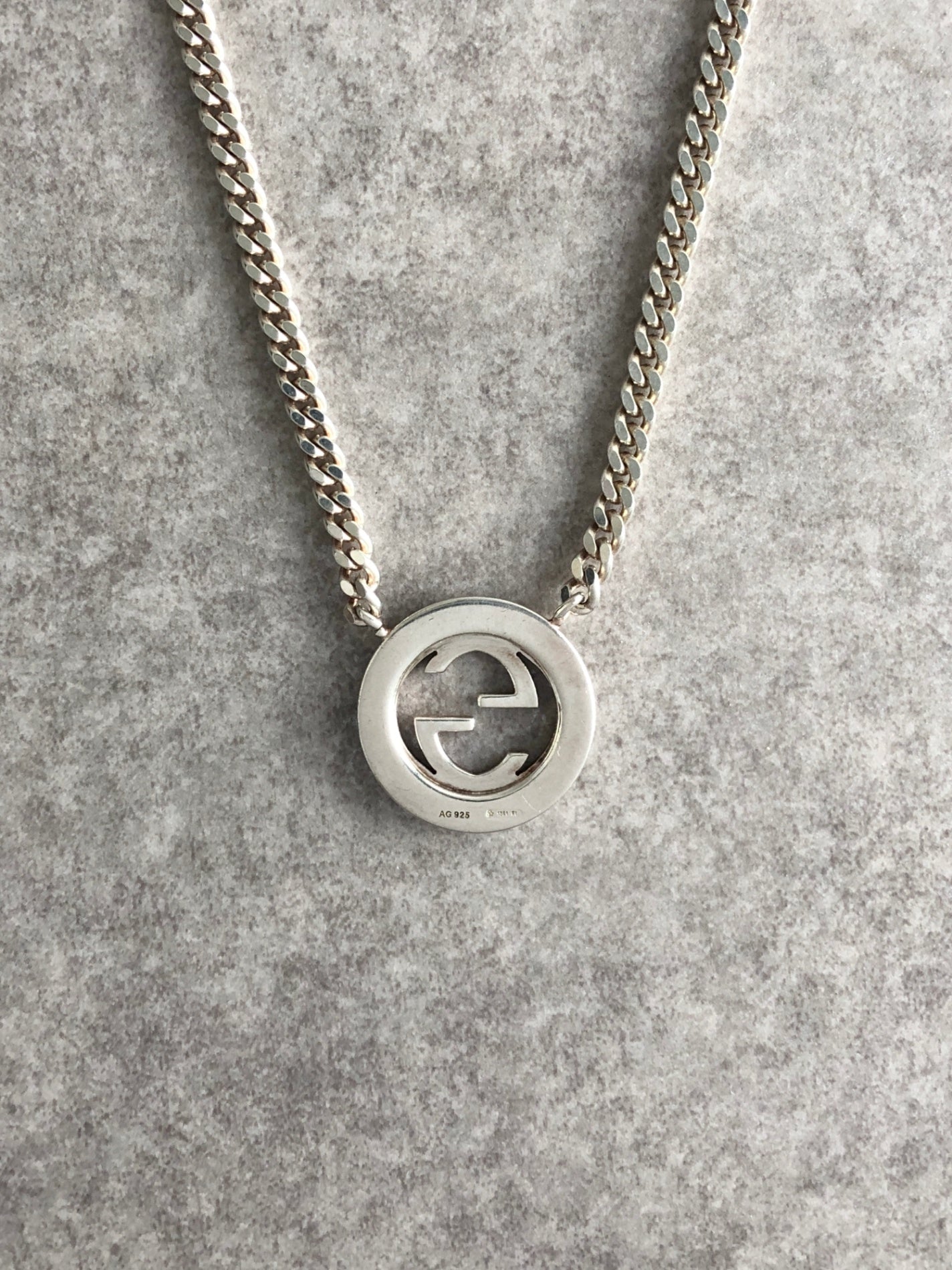GUCCI Interlocking SILVER925 Necklace Silver Vintage xb5u2r