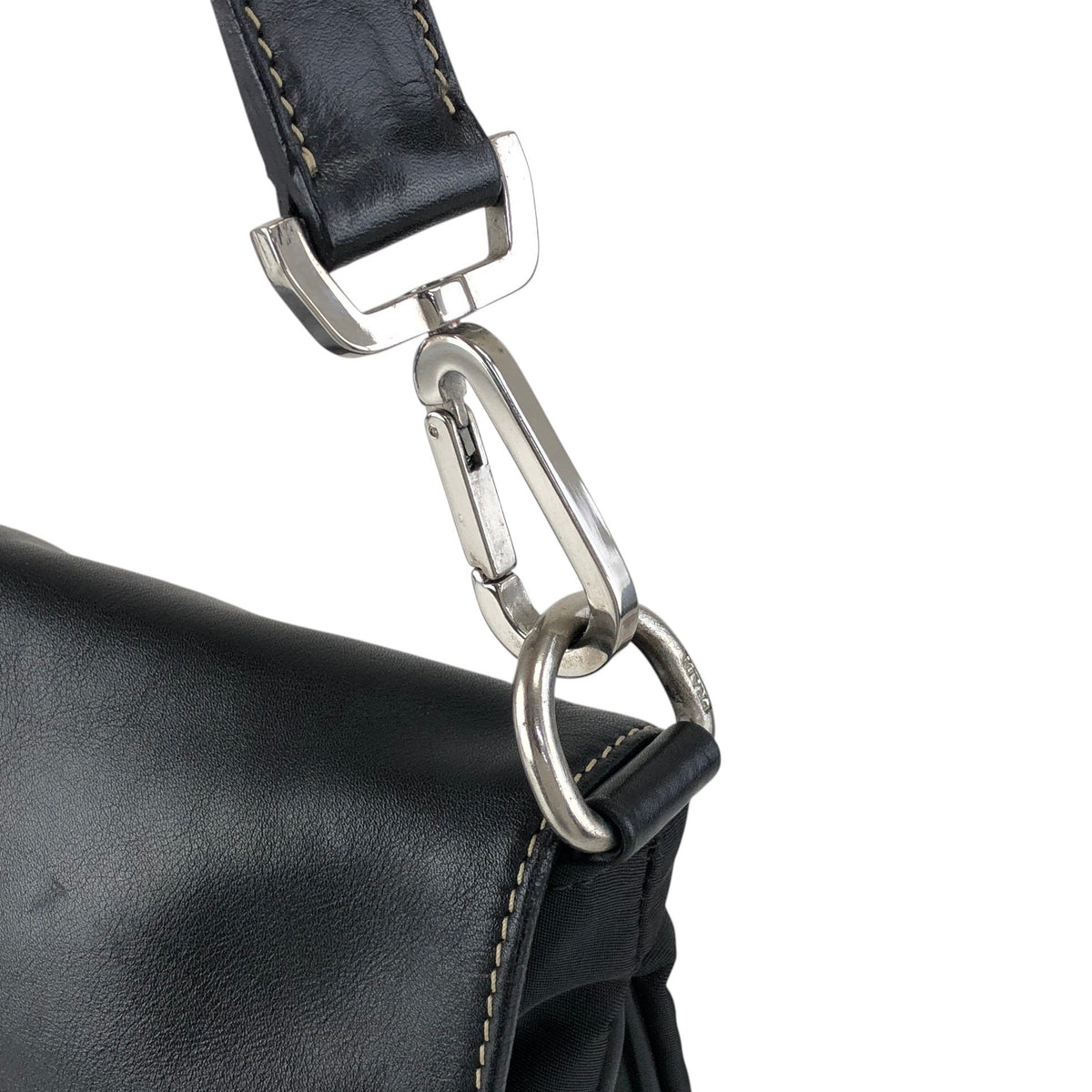 PRADA Triangle Logo Push lock Shoulder bag Black Vintage kcukna