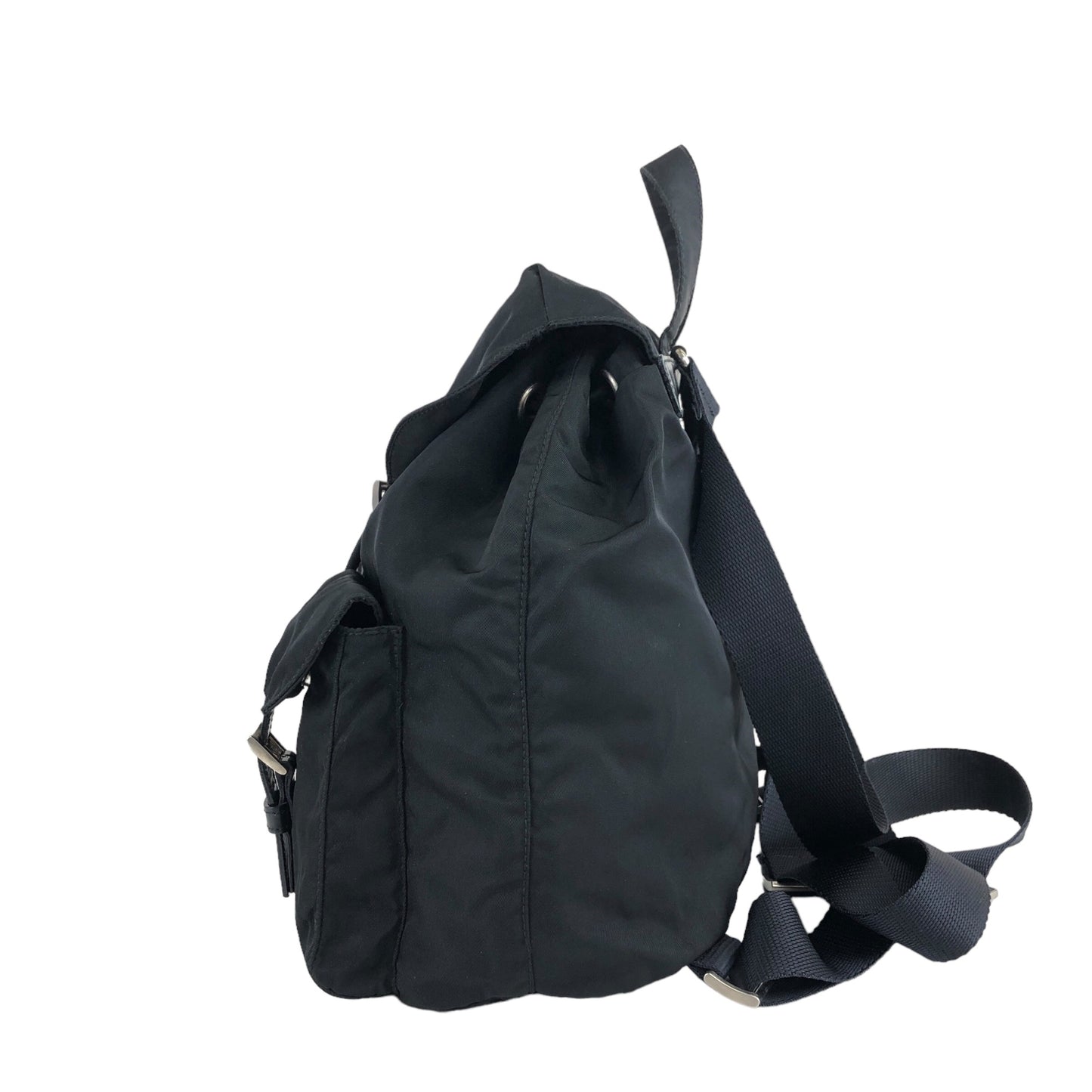 PRADA Triangle Logo Backpack Black Vintage wedjpt