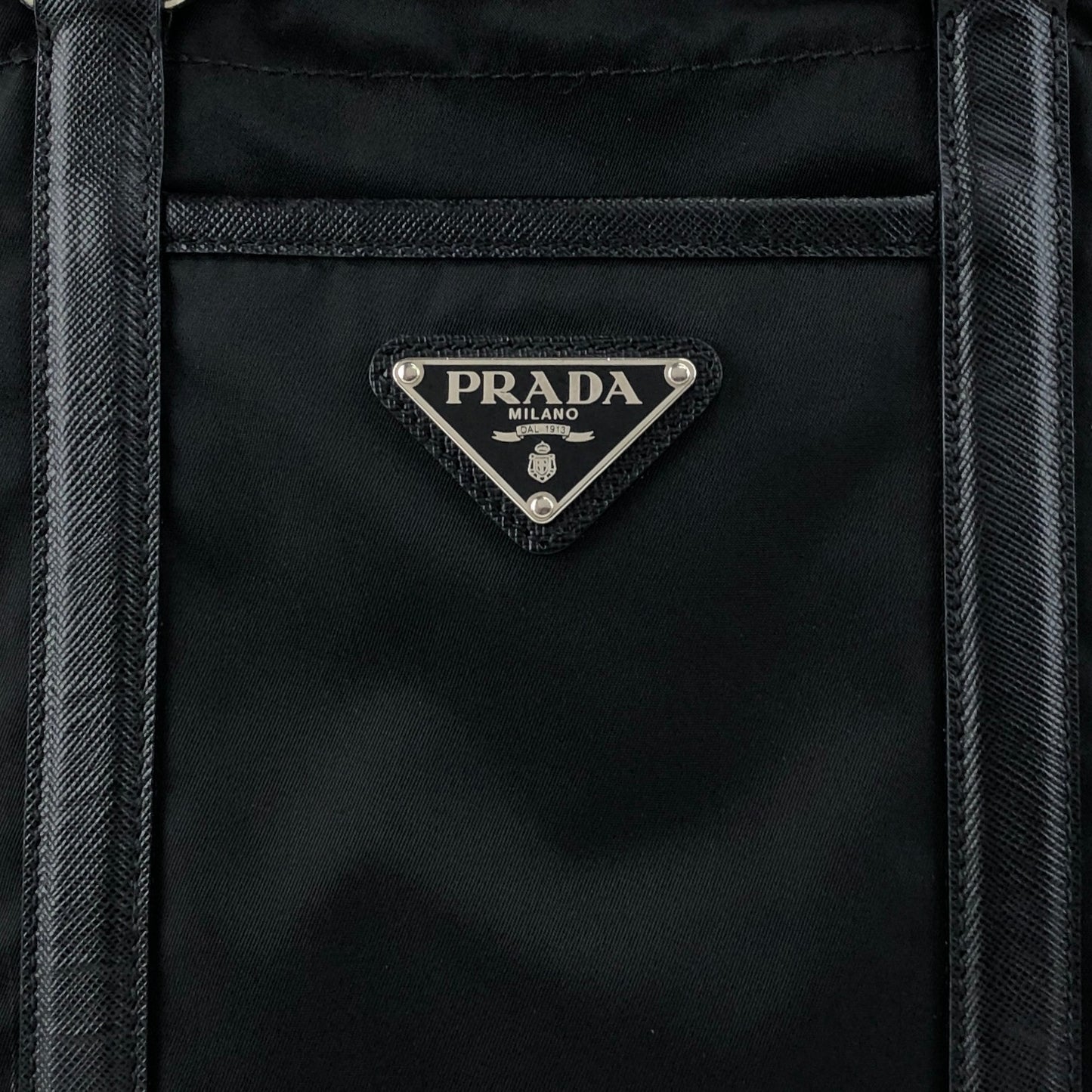 PRADA Tessuto Triangle Logo Totebag Black Vintage tgzvbu