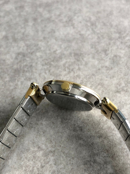Christian Dior Logo Quartz Watch Silver×Gold 3025 Vintage h2x5fz