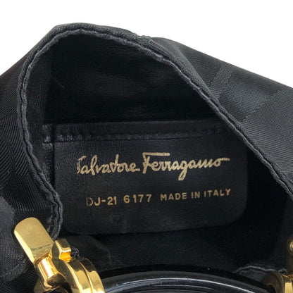 Salvatore Ferragamo Gancini Drawstring Small Handbag Black Vintage tigpxb