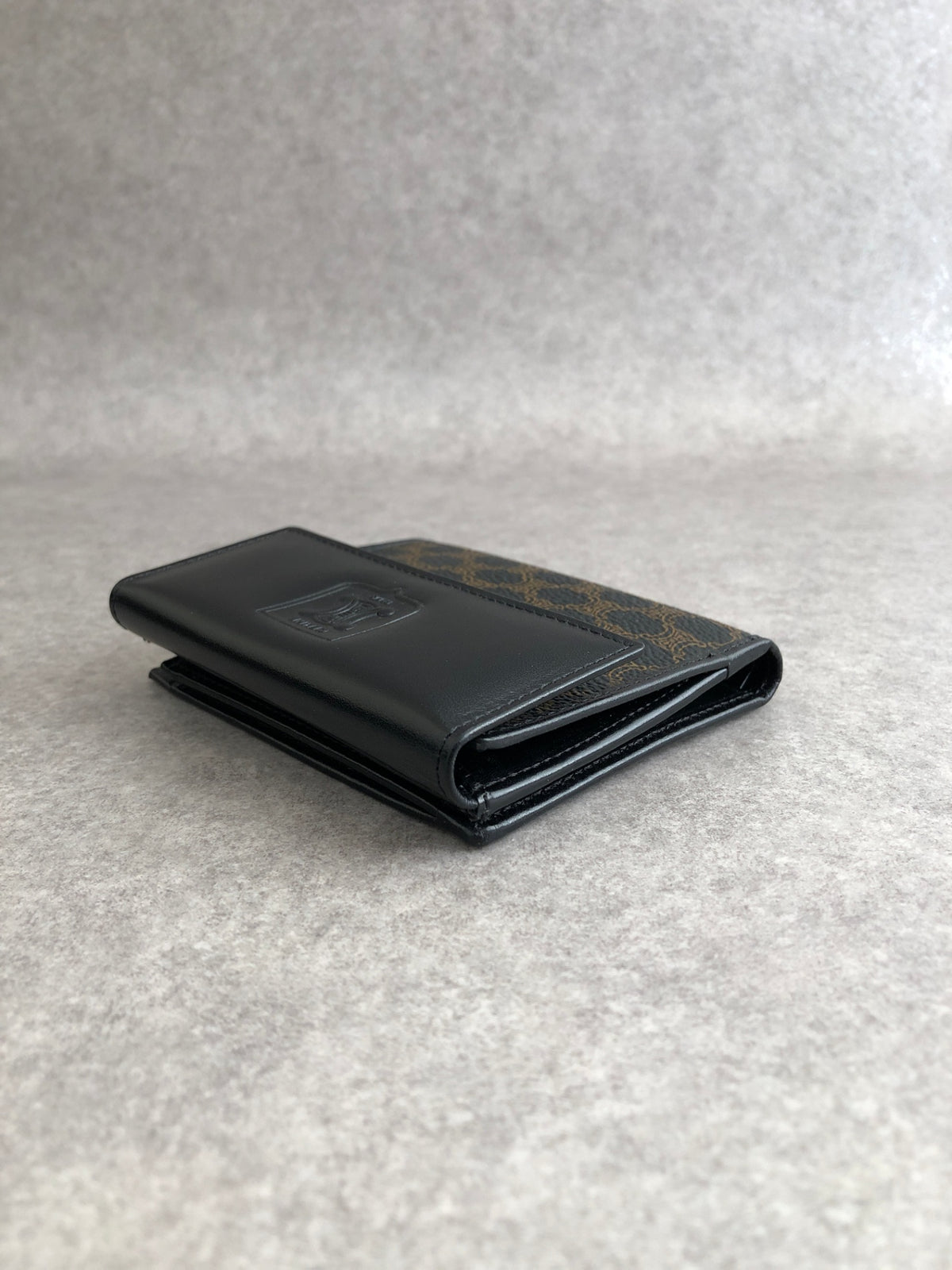 CELINE Macadam Blason Folded Wallet Black Vintage sgwg3a