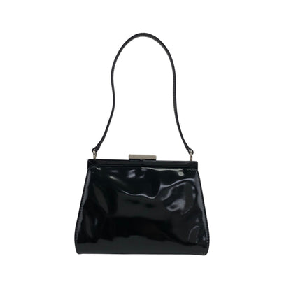 GUCCI Metal Clasp Handbag Black Vintage izypkv