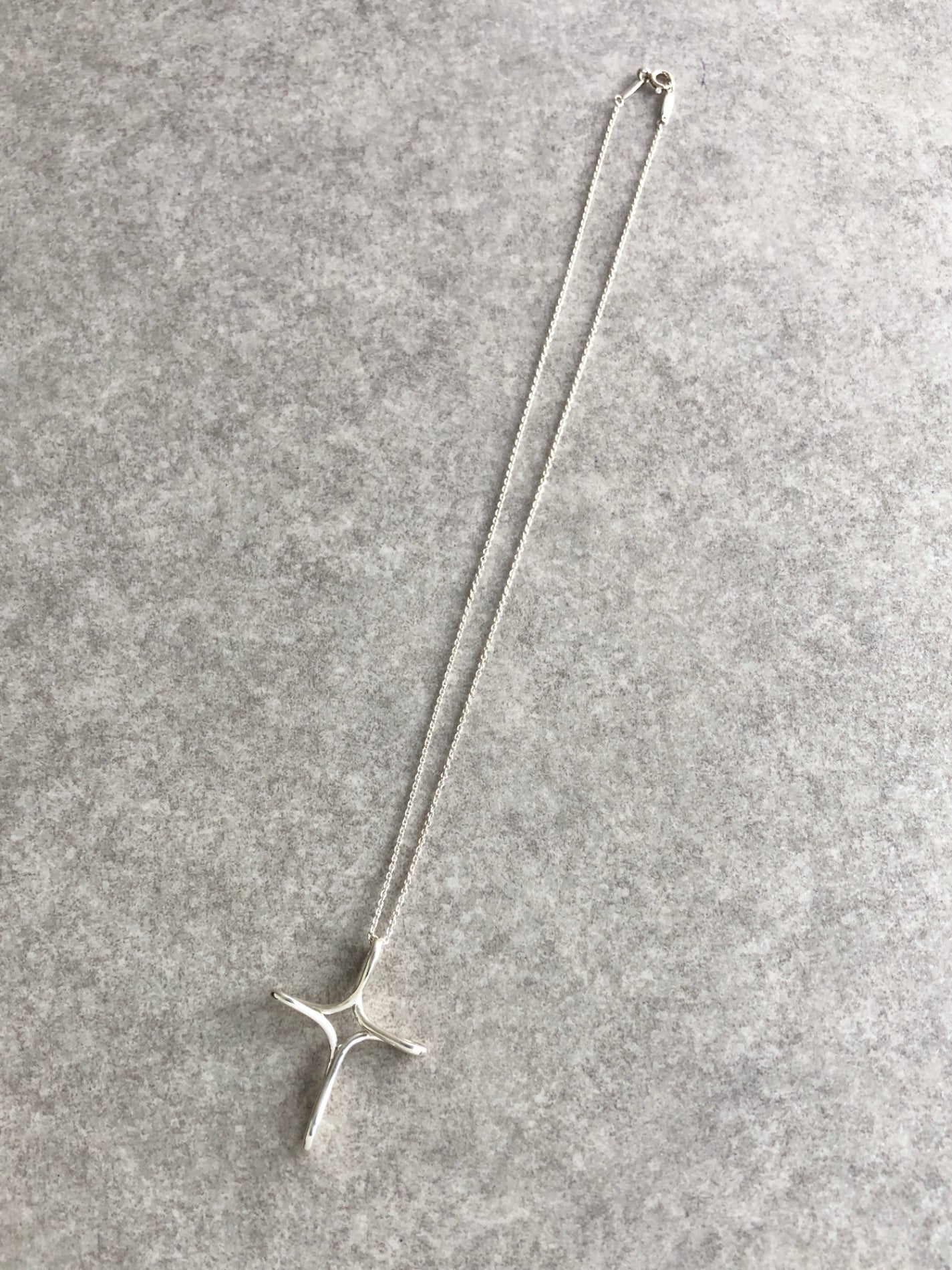 Tiffany & Co. Cross SILVER925 Necklace Silver Vintage h43x6c
