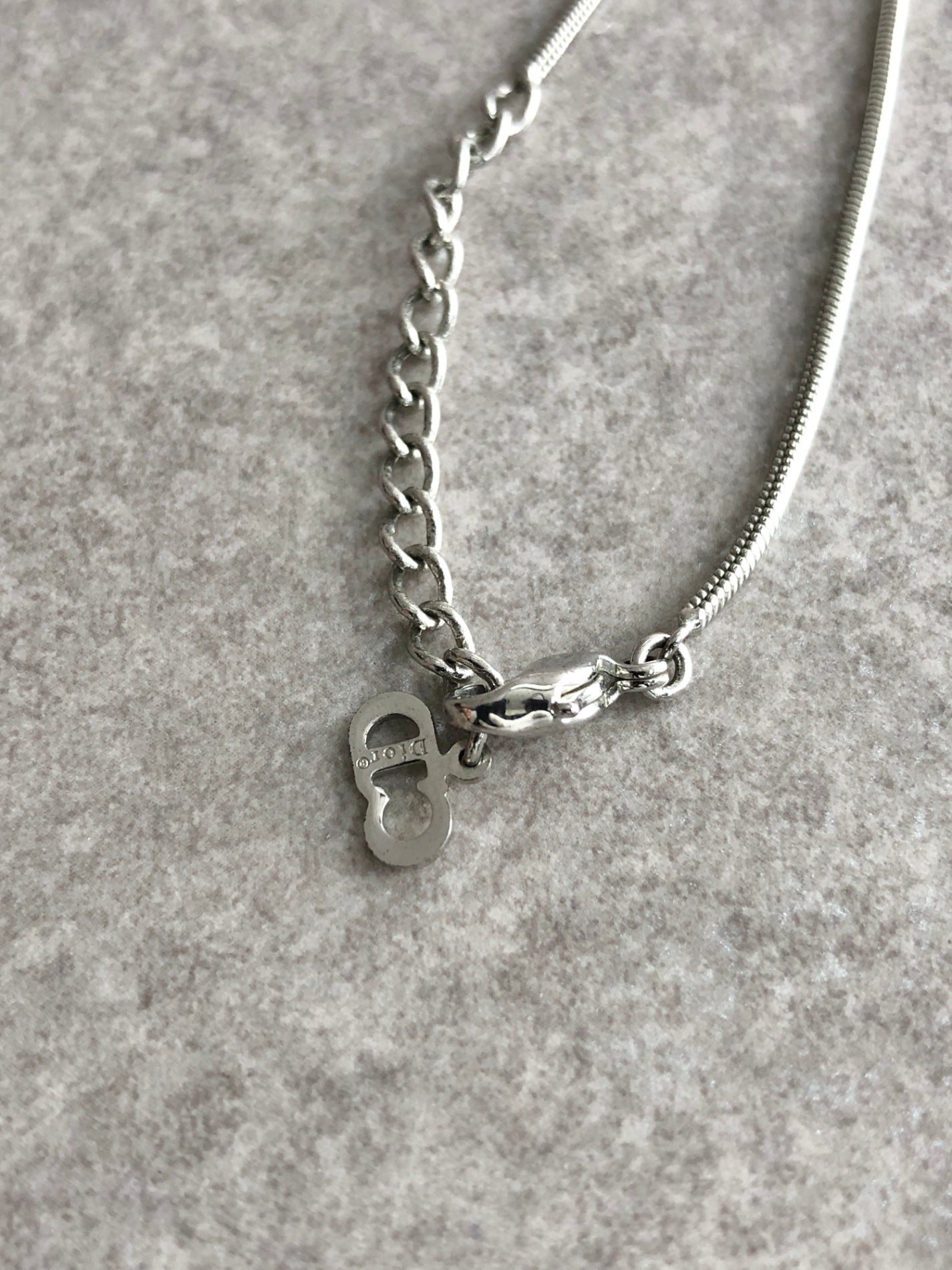 Christian Dior Logo Necklace Silver Vintage vanrpb