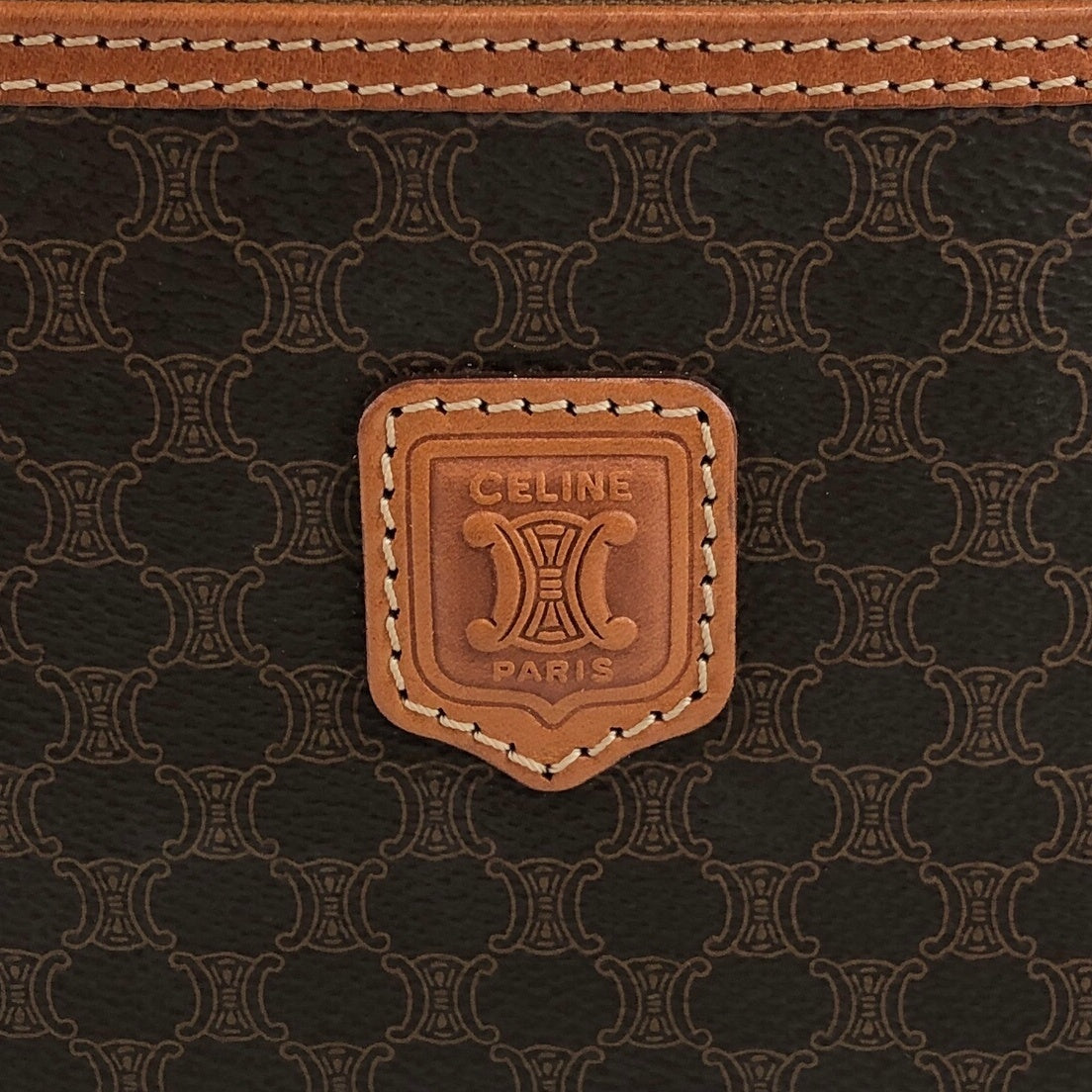 CELINE Macadam Blason Handbag Vanity bag Brown Vintage 4upm5f