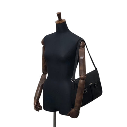 Yves Saint Laurent Logo Buckle Shoulder bag Black Vintage geb2iw