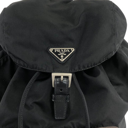PRADA Tessuto Triangle Logo Front Buckle Backpack Black Vintage adjm4v