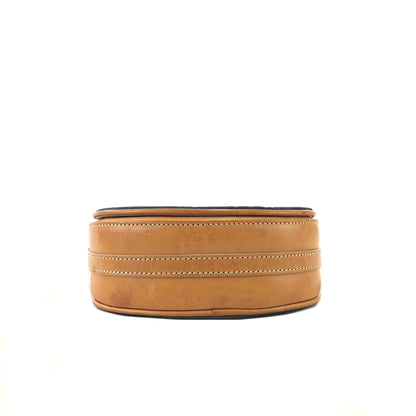 CELINE C macadam Round  Suede Leather Small Crossbody Shoulder bag Minibag Navy Vintage ugm55g