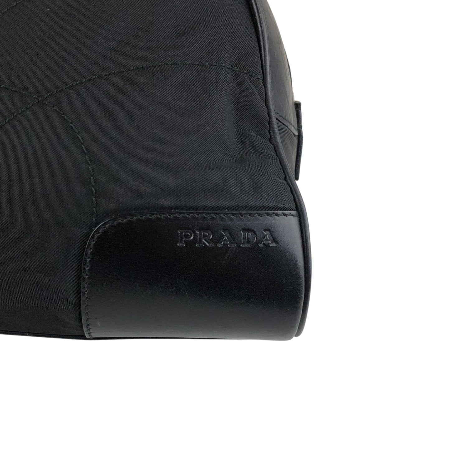 PRADA Triangle Logo Handbag Boston bag Black Vintage mh4xag