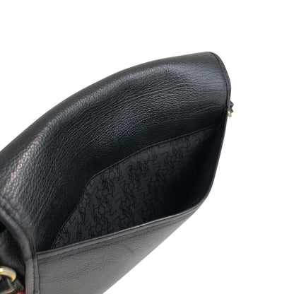 Yves Saint Laurent YSL Logo Flap Shoulder bag Black Vintage hrxn3f