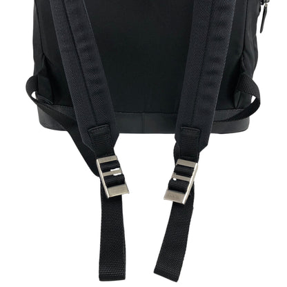 PRADA Triangle Logo Front Belt Double Pocket Backpack Black Vintage 7wppf4