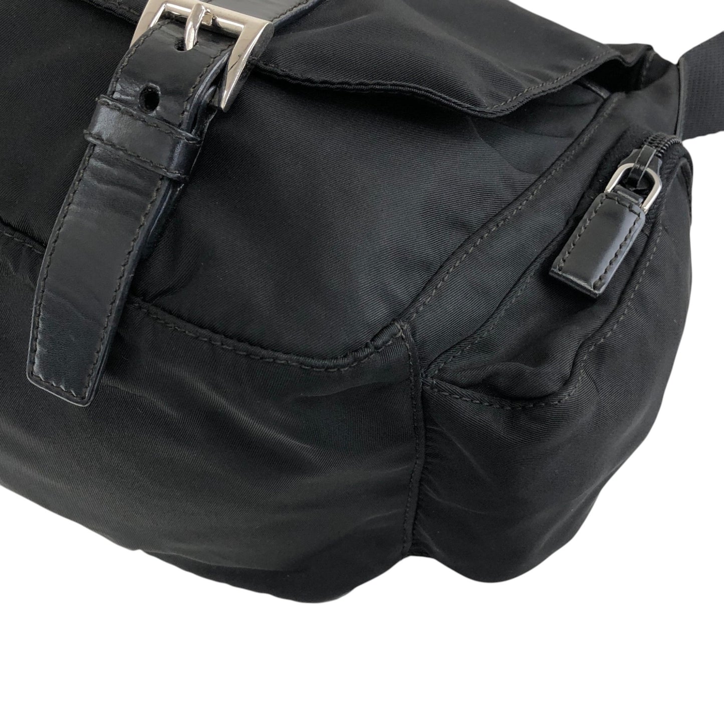 PRADA Tessuto Triangle Logo Side Pocket  Shoulder bag Black Vintage kedmv3