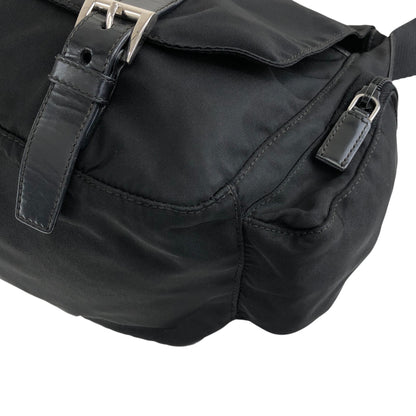 PRADA Tessuto Triangle Logo Side Pocket  Shoulder bag Black Vintage kedmv3