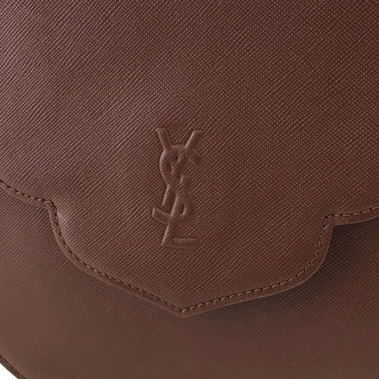 Yves Saint Laurent YSL Logo Shoulder bag Brown Vintage si8hd7