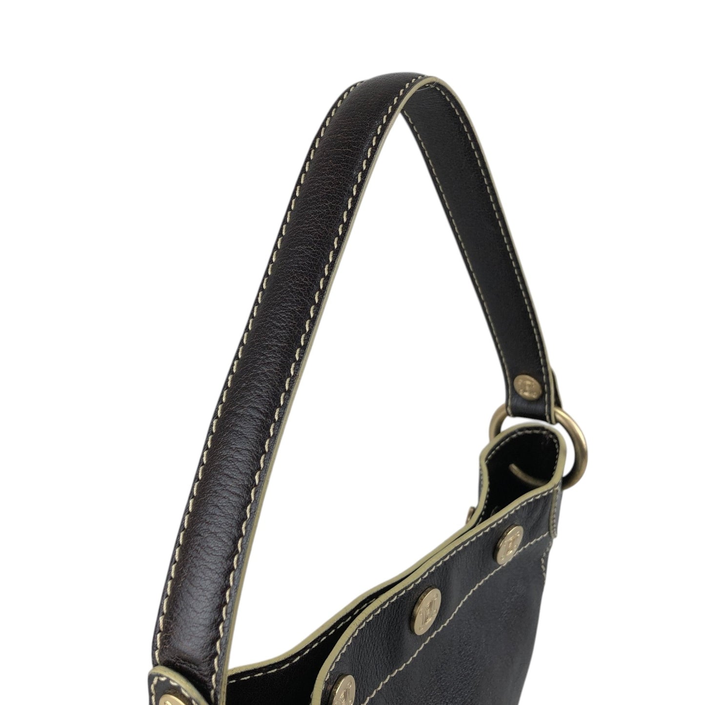 CELINE Blason Shoulder bag Hobobag Brown Vintage 4ykatc