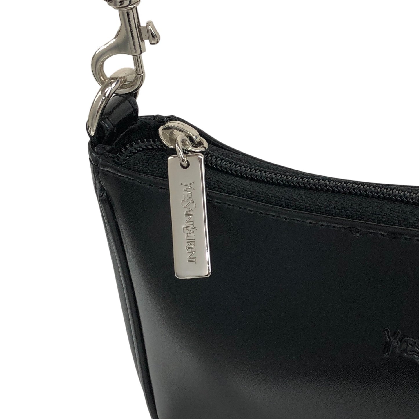 Yves Saint Laurent Logo Embossed Small Handbag Shoulder bag Black Vintage ztncyu
