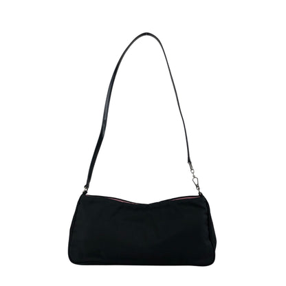 PRADA Tessuto Triangle Logo Shoulder bag Black Vintage 3nedhc