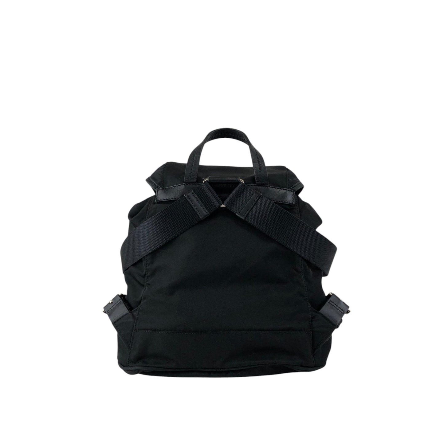 PRADA Tessuto Triangle Logo Double Pocket Backpack Black Vintage xgxrpz