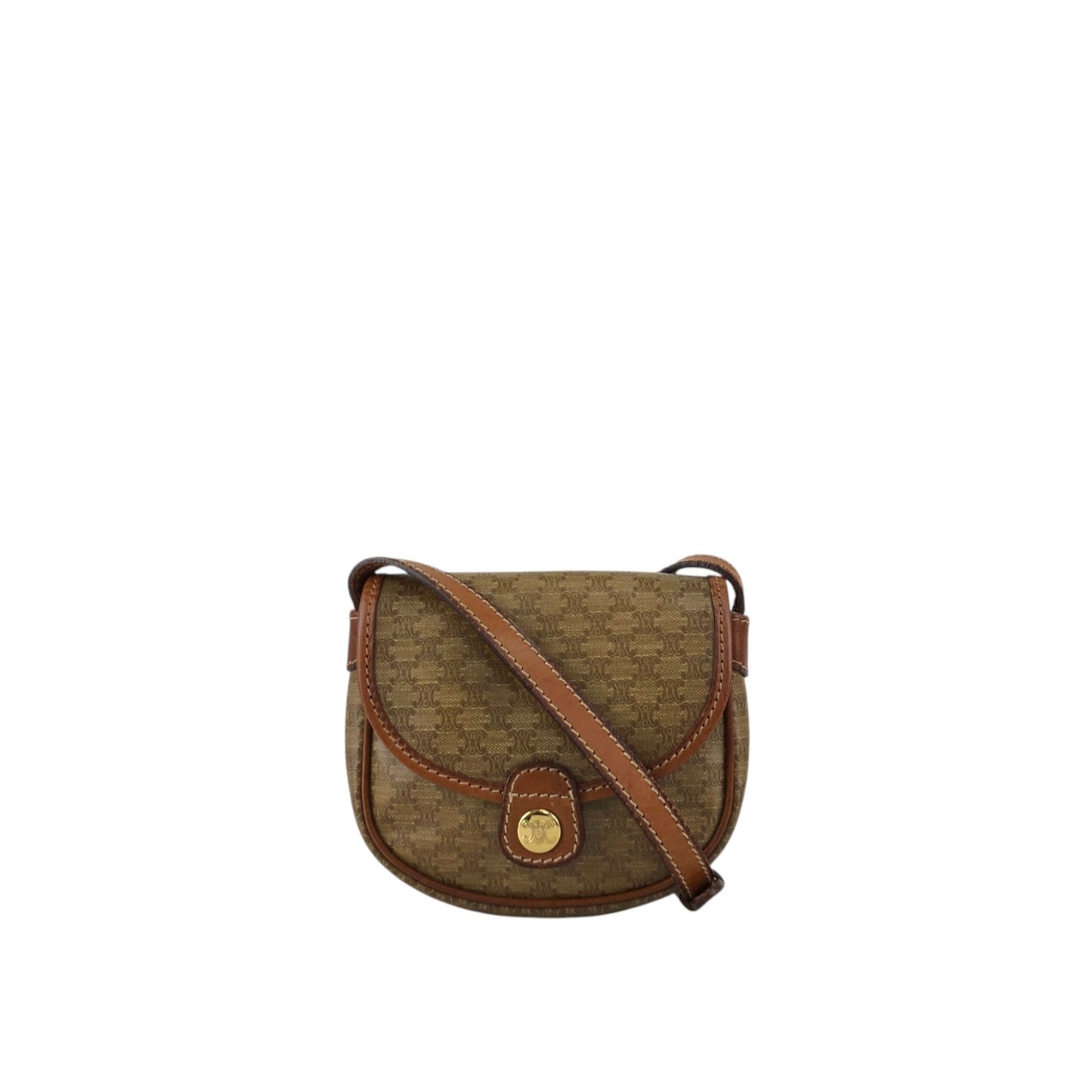 CELINE Macadam Blason Shoulder bag Beige Vintage edxz2b