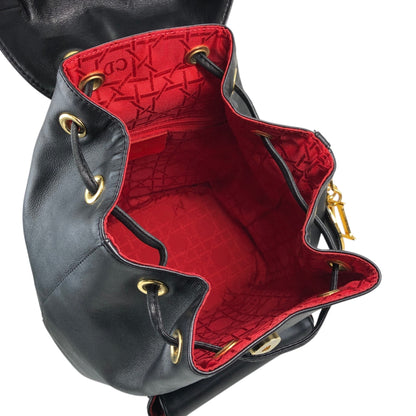Christian Dior Logo Charm Backpack Black Vintage i8y5w2