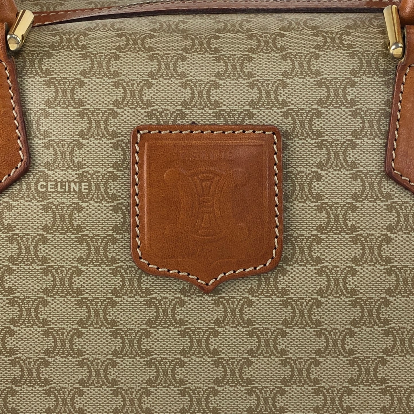 CELINE Macadam Blason Two-way Small Boston bag Shoulder bag Beige Vintage ppn4pg