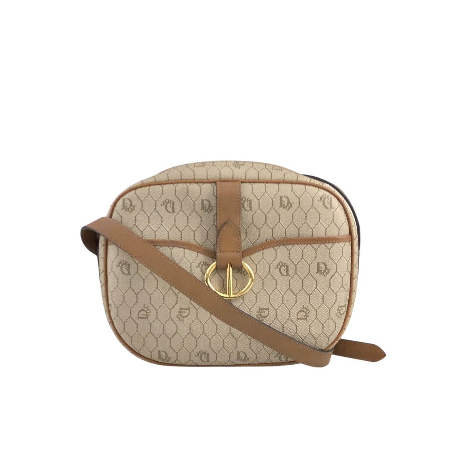 Christian Dior Honeycomb Pattern CD Logo Shoulder bag Beige Vintage 4axxsb