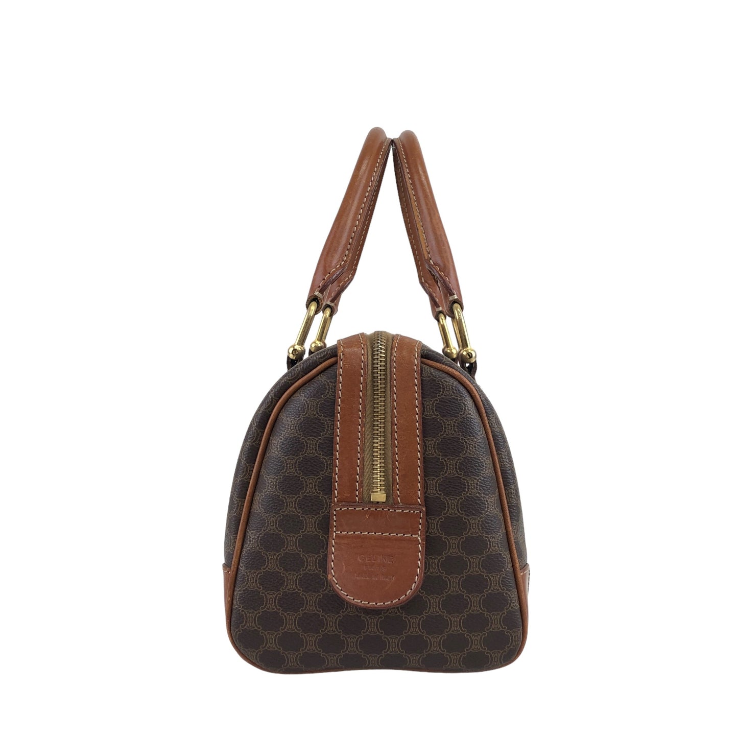 CELINE Macadam Blason Handbag Small Boston bag Brown Vintage dujsu6