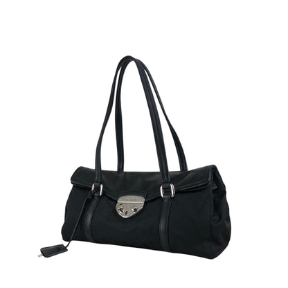 PRADA Triangle Logo Front Lock Totebag Black Vintage dggbp5