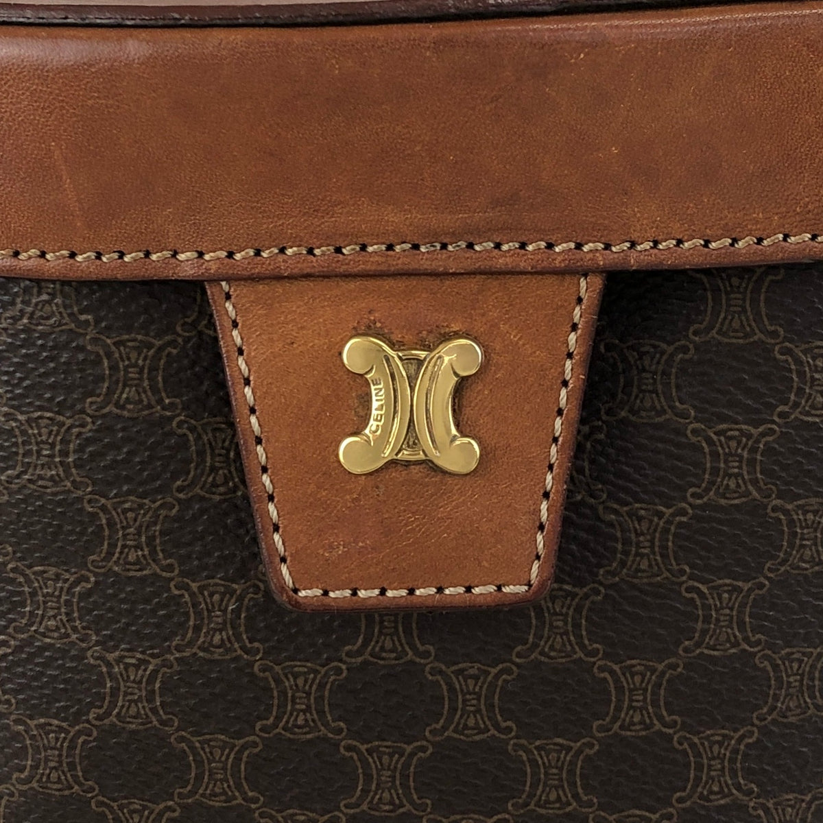 CELINE Macadam Blason Two-way Vanity bag Shoulder bag Brown Vintage me53ak