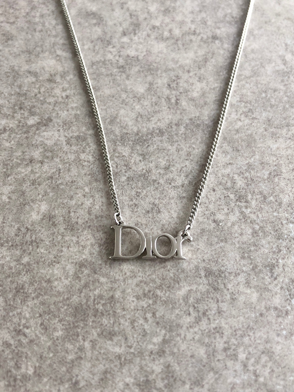 Christian Dior Logo Motif Necklace Silver Vintage fpadj8