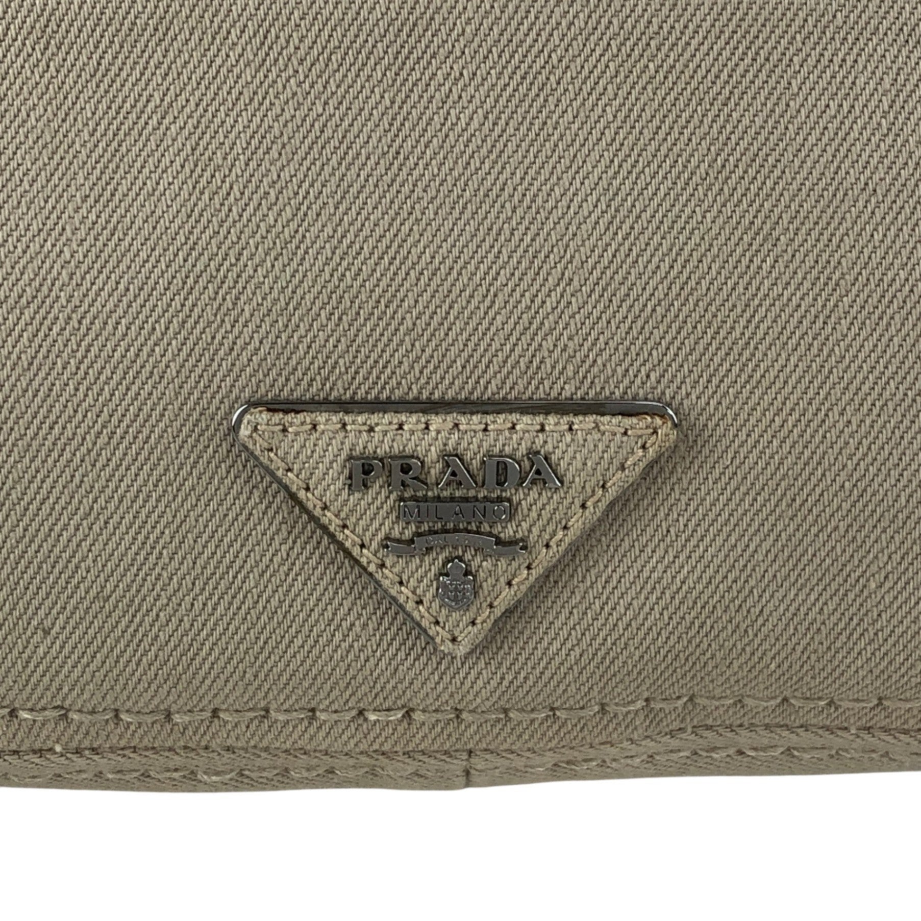 PRADA Triangle Logo Turn Lock Shoulder bag Beige Vintage hrktdk