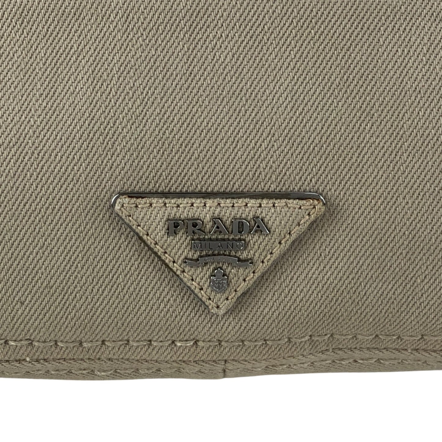 PRADA Triangle Logo Turn Lock Shoulder bag Beige Vintage hrktdk