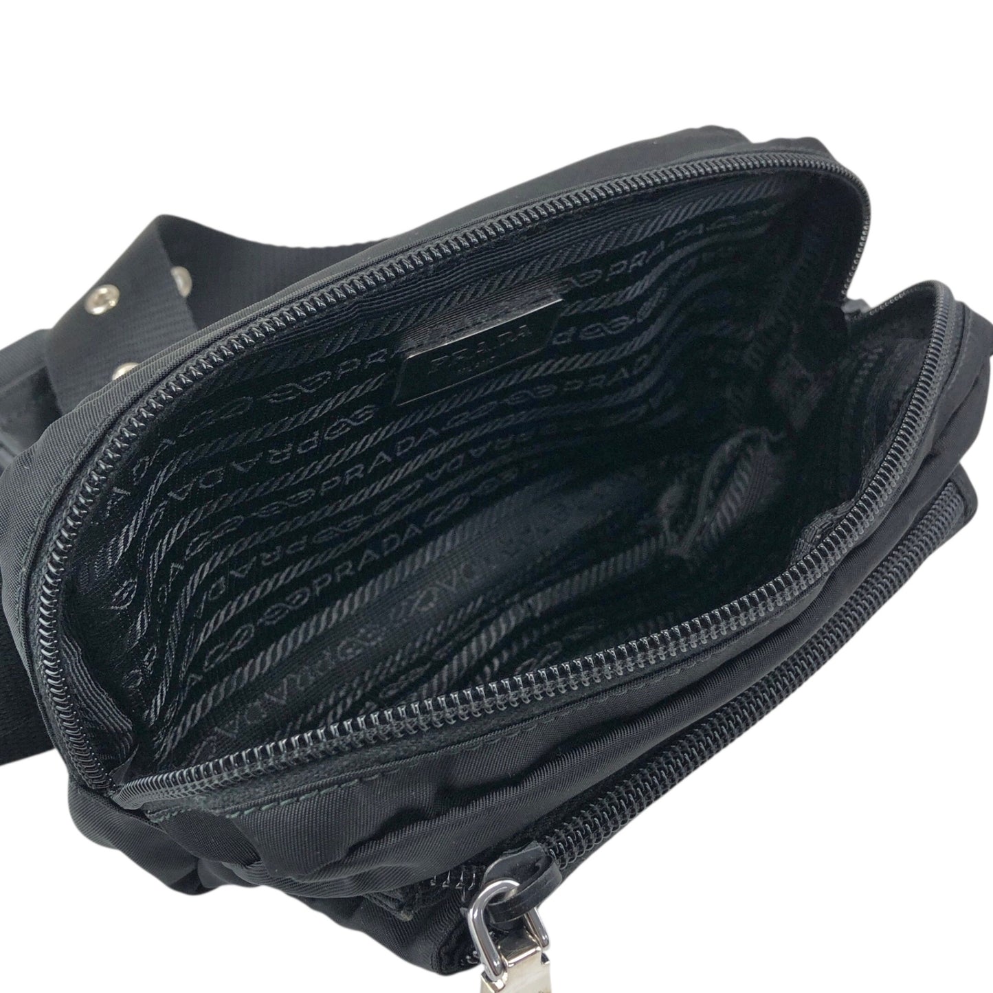 PRADA Tessuto Triangle Logo Shoulder bag Sling bag Black Vintage s8izt8