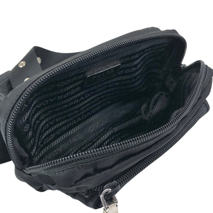 PRADA Tessuto Triangle Logo Shoulder bag Sling bag Black Vintage s8izt8