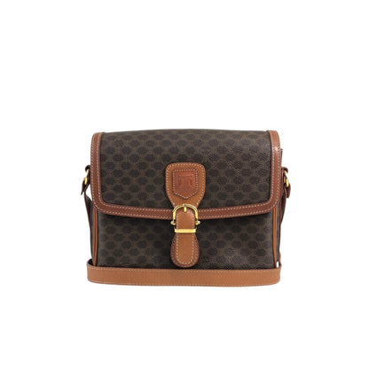 CELINE Macadam Blason Front Buckle Shoulder bag Brown Vintage yanyh7