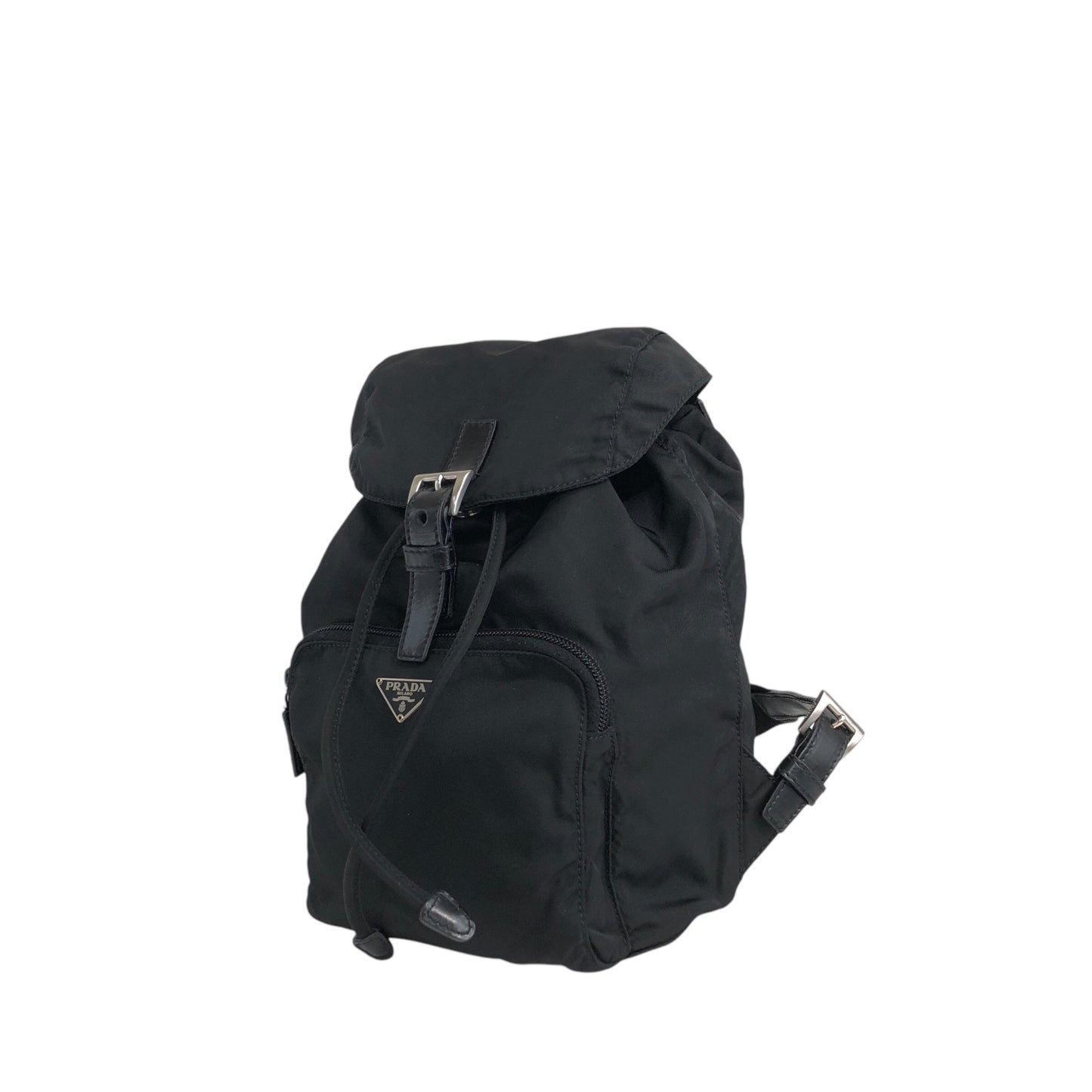PRADA Triangle Logo Front Pocket Backpack Black Vintage wwwtfy