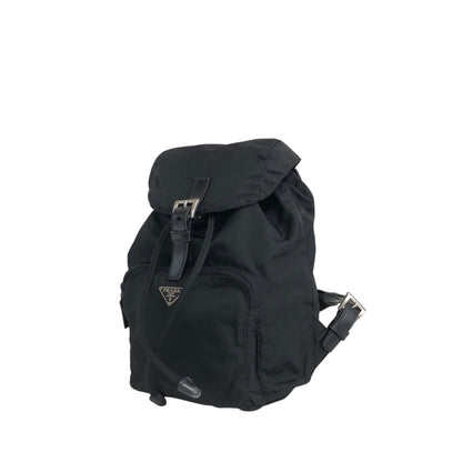 PRADA Triangle Logo Front Pocket Backpack Black Vintage wwwtfy