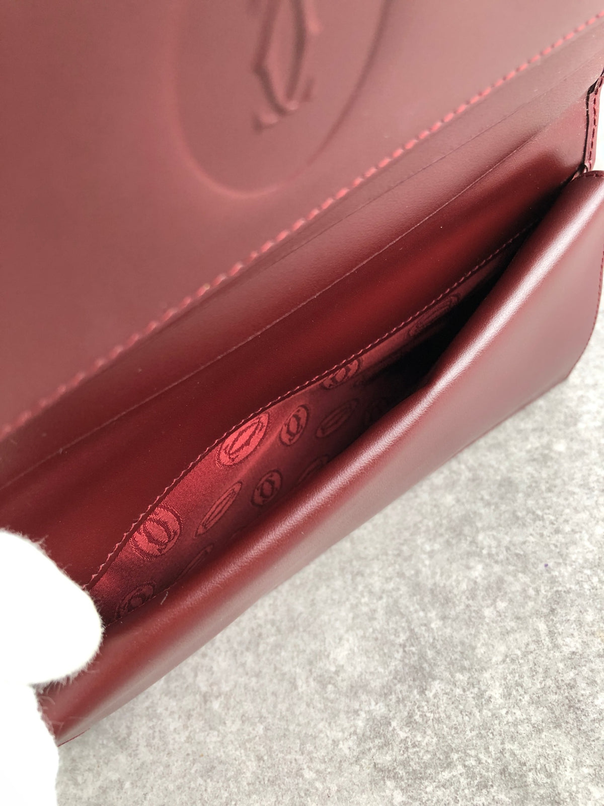 Cartier Logo Embossed Long Wallet Bordeaux Vintage shhgrp