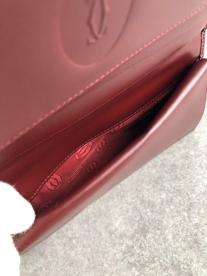 Cartier Logo Embossed Long Wallet Bordeaux Vintage shhgrp