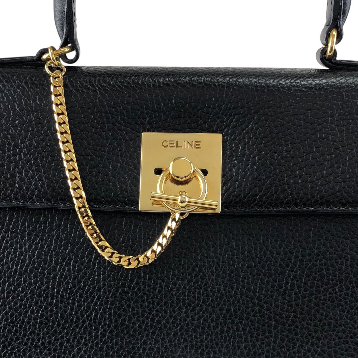 CELINE Gancini Handbag Black Vintage b8e6px