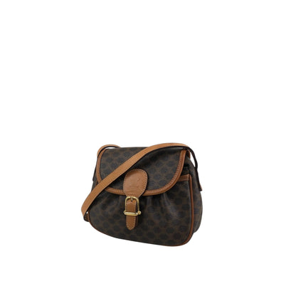 CELINE Macadam Front Buckle Shoulder bag Brown Vintage vryvsx