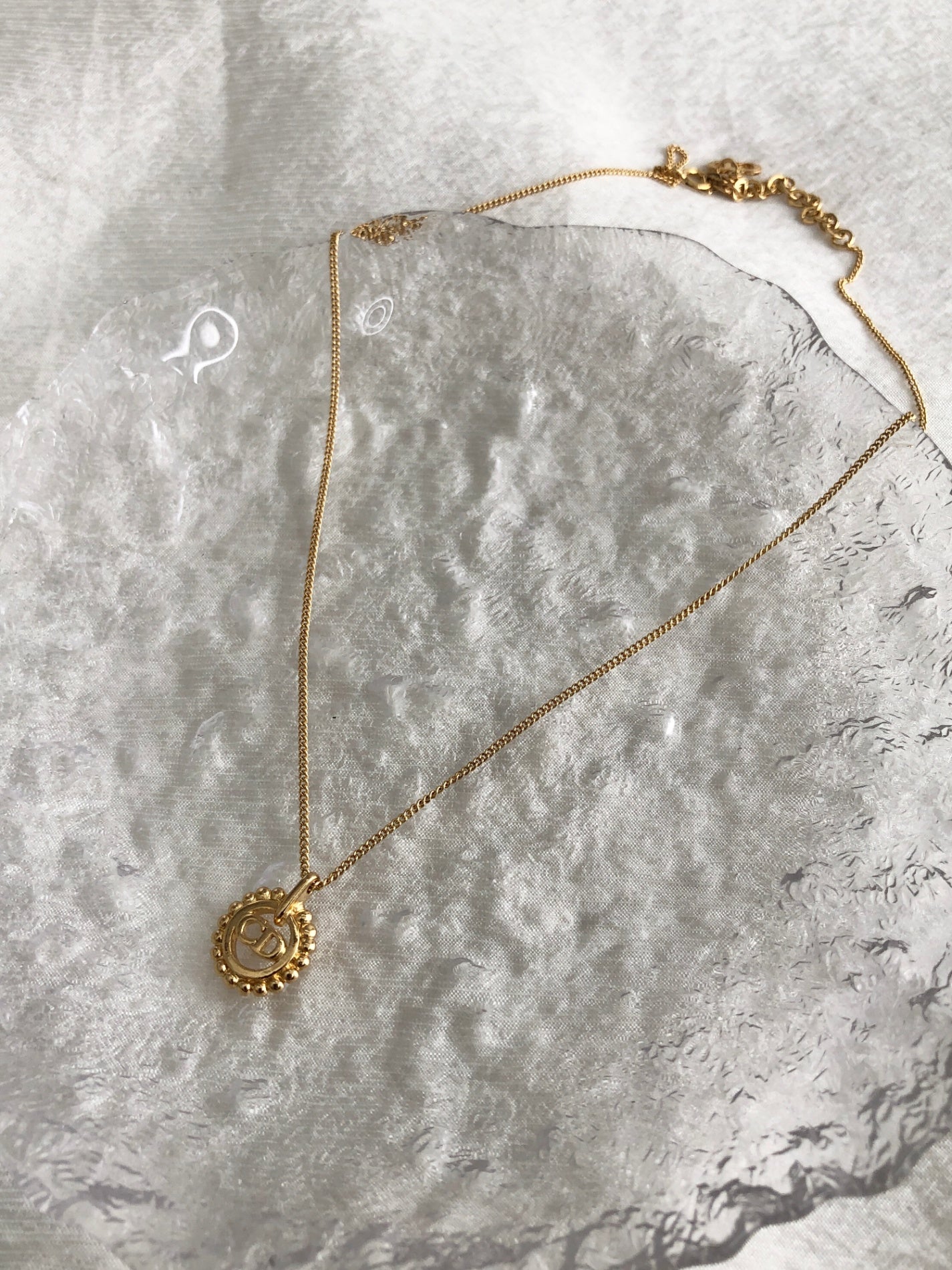 Christian Dior CD Logo Necklace Gold Vintage 4i7xzf